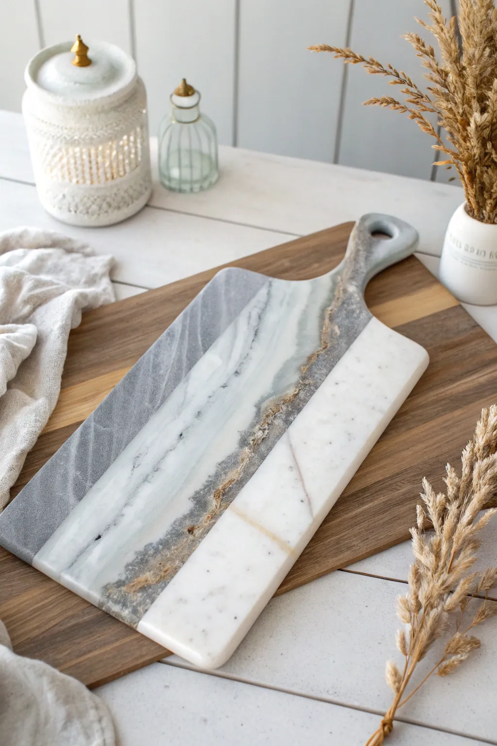 Elevate your entertaining with the timeless elegance of a faux stone resin charcuterie board.