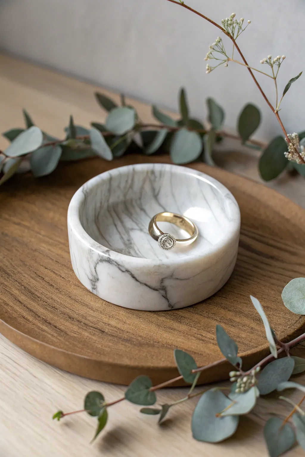 Elevate your jewelry display with this exquisite marble-patterned resin ring holder, where simplicity meets elegance.