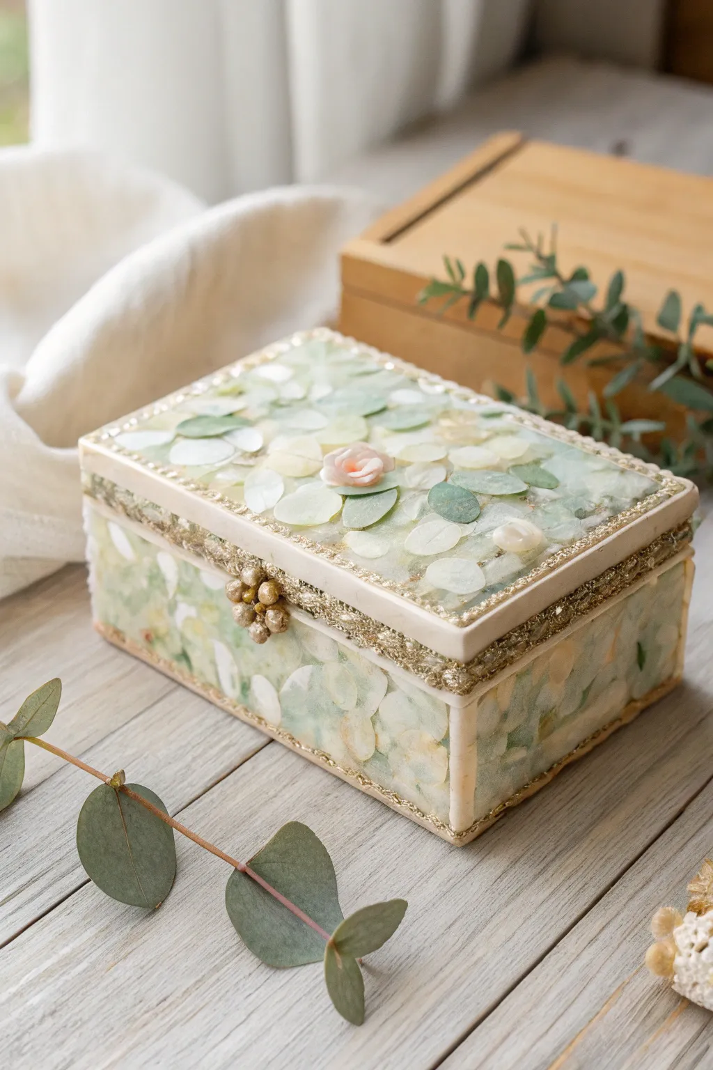 Discover eco-friendly elegance with this handcrafted resin trinket box, where sustainability meets style.