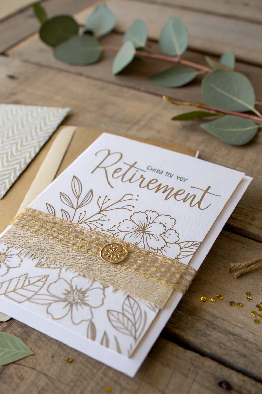 Embrace the beauty of layered textures with this handcrafted retirement card, where simplicity meets elegance.
