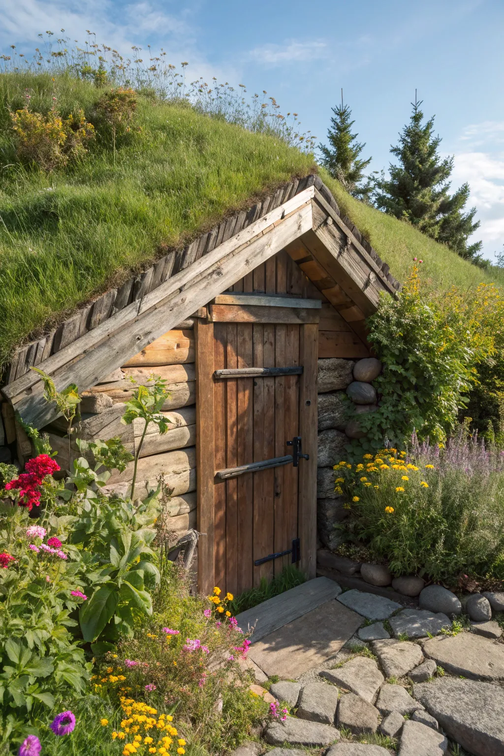 Nature's Cool: Elevate your root cellar with a striking green roof for aesthetics and functionality.