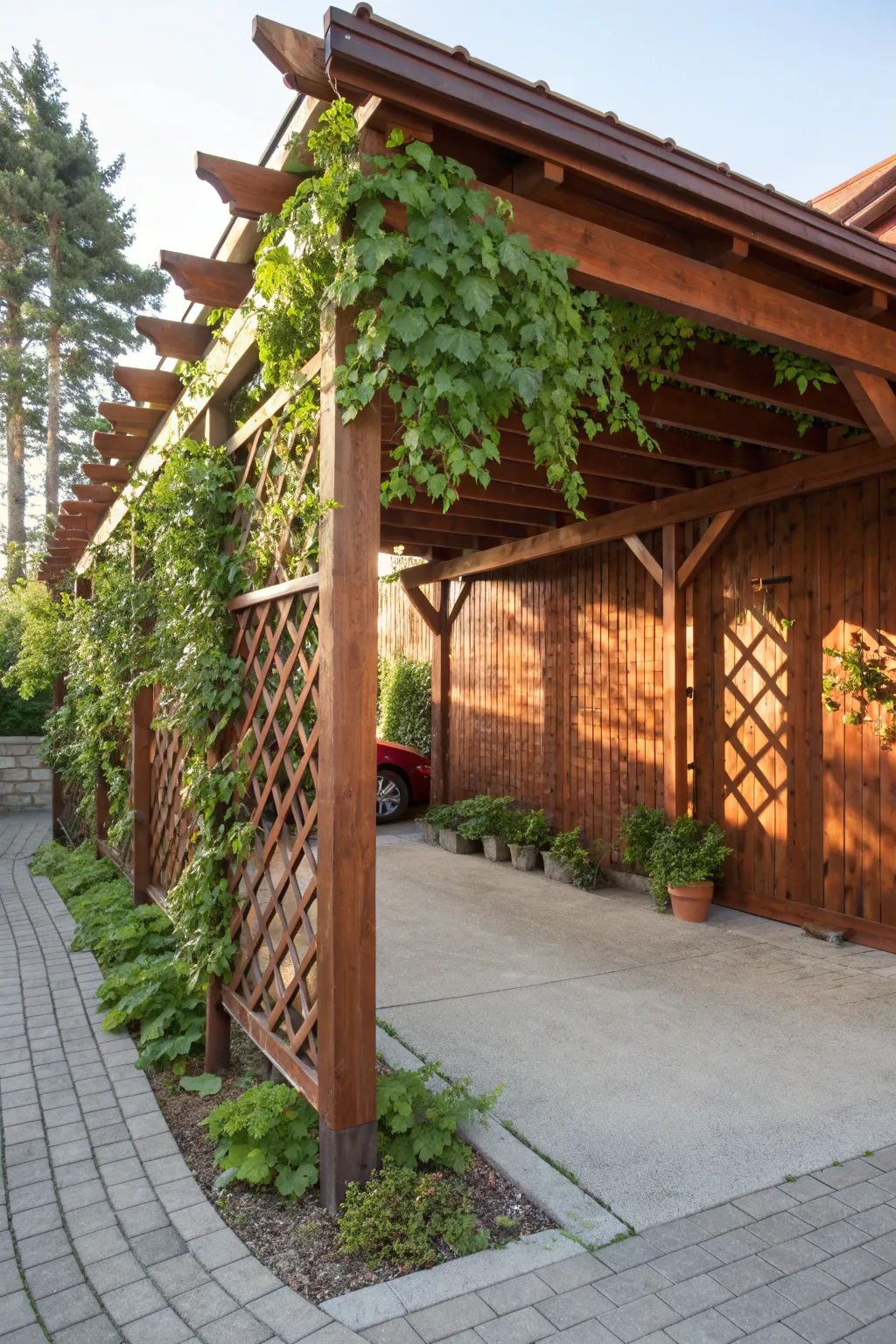 Elevate your carport with a trellis touch, where craftsmanship meets nature in perfect harmony.