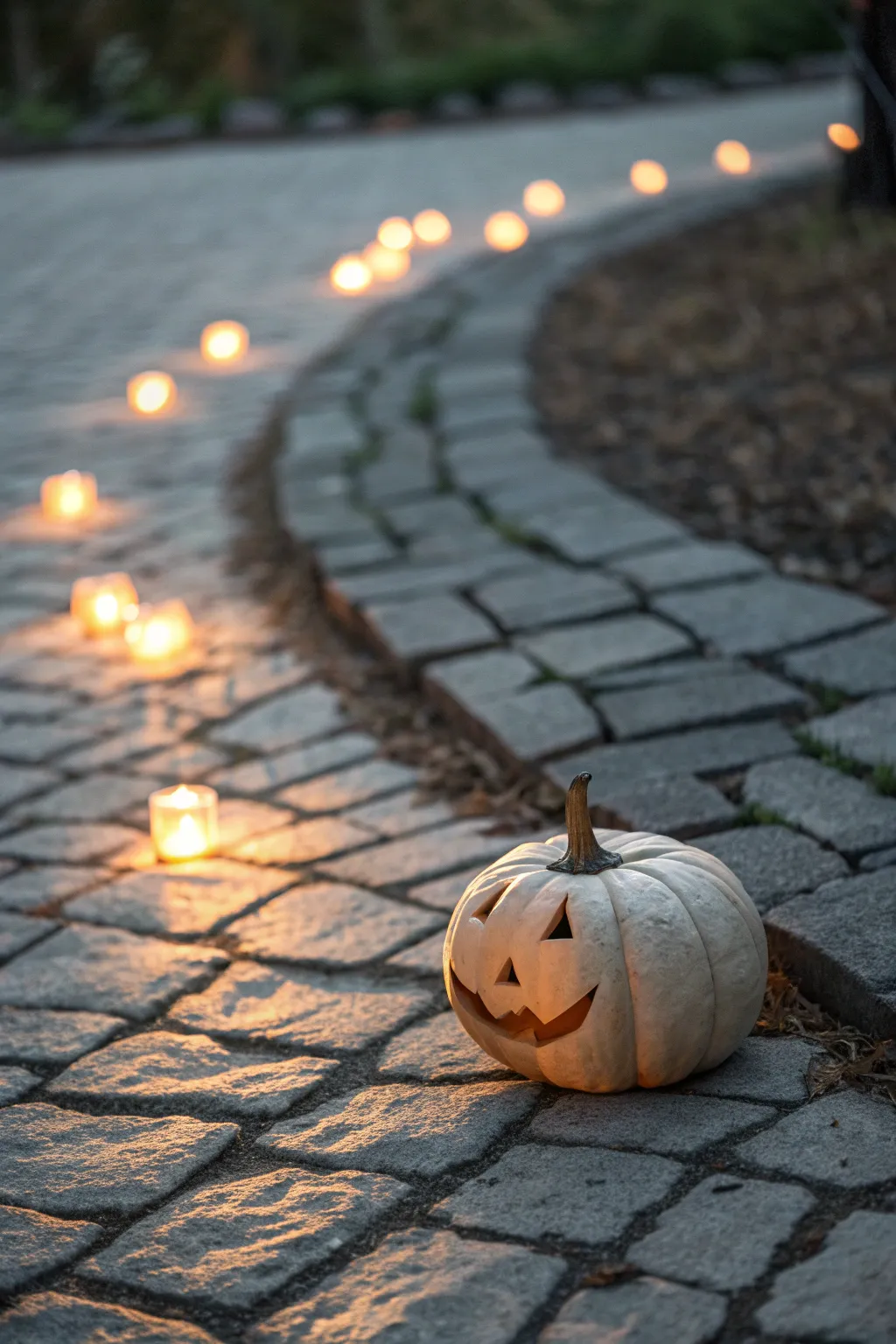 Guide your guests with the enchanting glow of a flickering pumpkin pathway this Halloween.