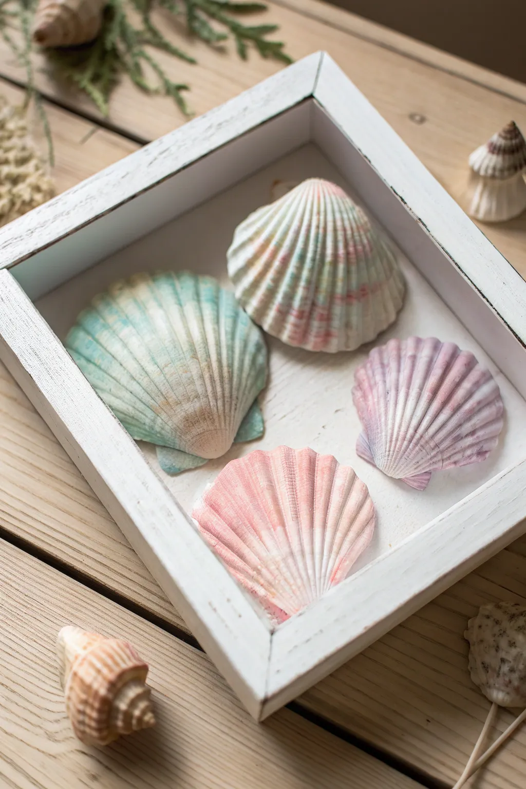 Capture the essence of seaside memories with this stunning Seashell Shadow Box, where simplicity meets elegance in every shell.