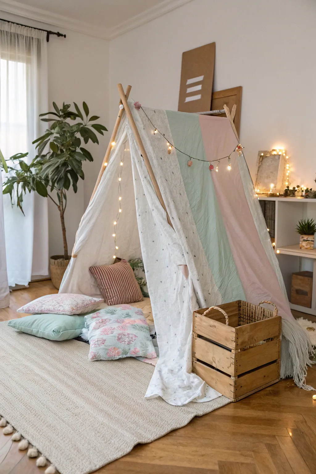 Get cozy in a chic, upcycled sleepover fort that’s as eco-friendly as it is enchanting! 🌿✨ #EcoChic #SleepoverMagic