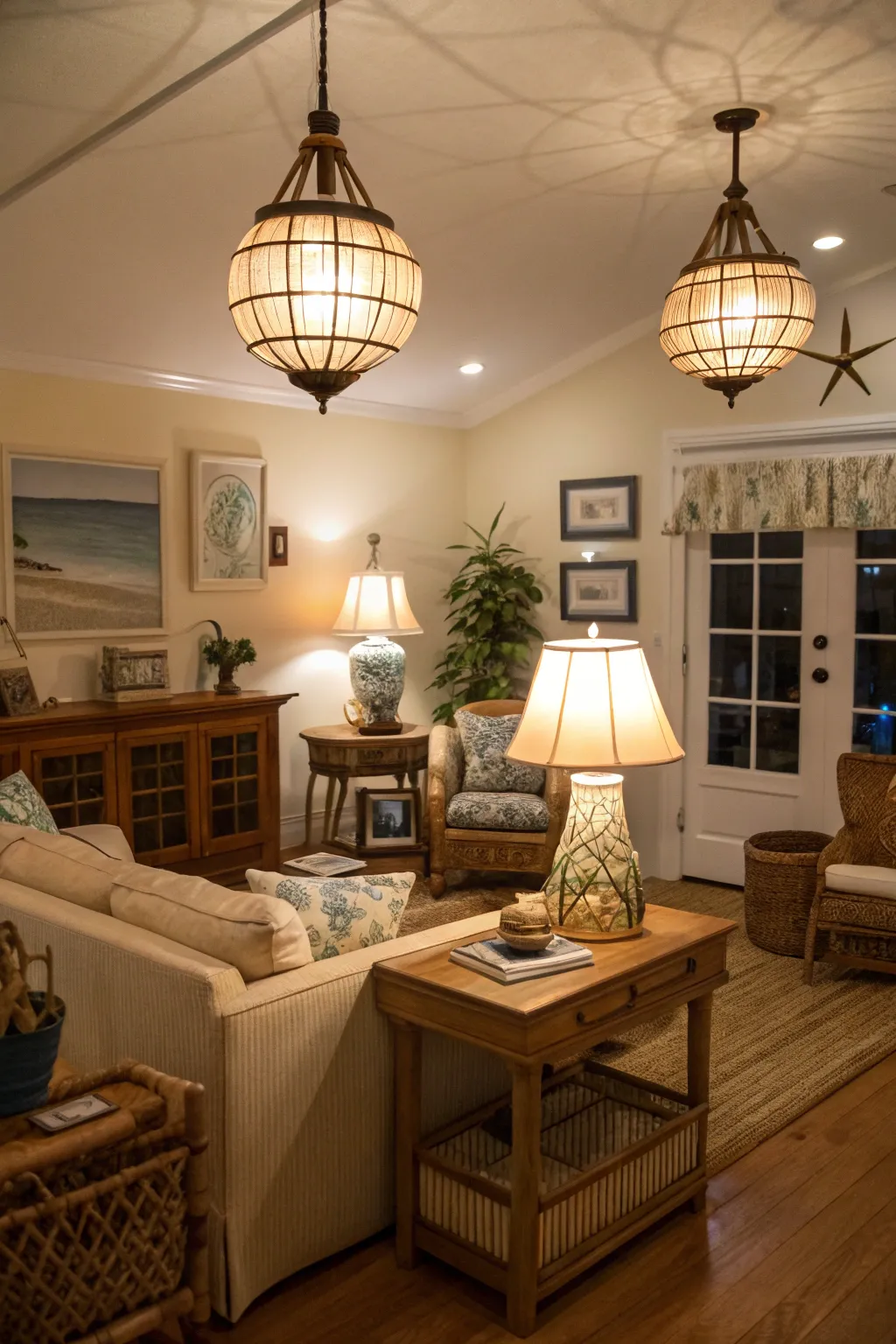 Layered lighting enhances both functionality and atmosphere.