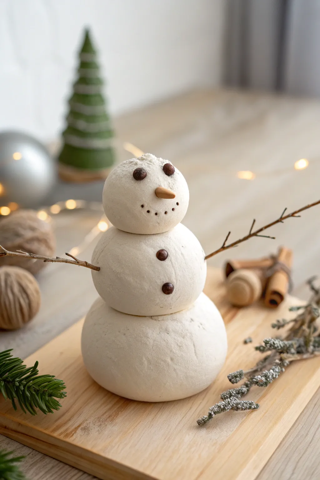 Embrace the charm of winter with a handcrafted clay snowman, where simplicity meets creativity.