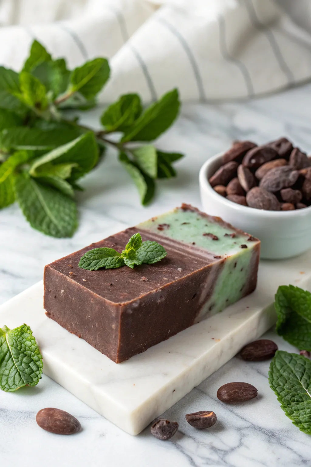 Indulge Your Senses: The Perfect Blend of Chocolate and Mint in a Beautifully Crafted Soap.