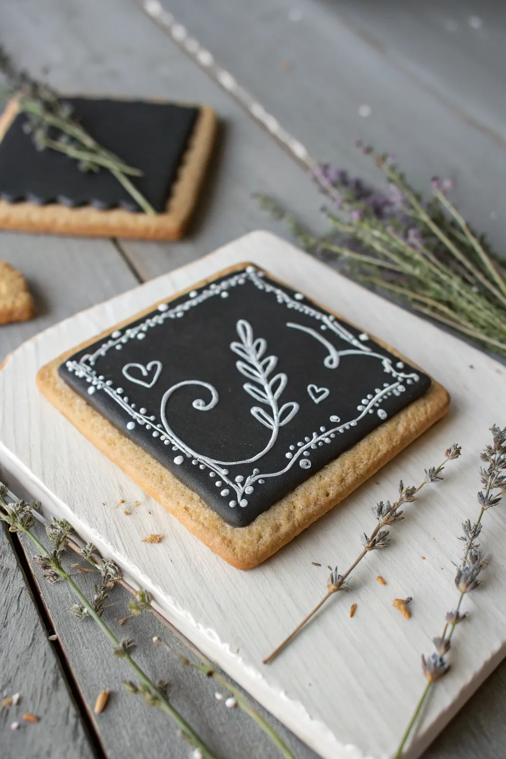 Elevate your dessert game with chic chalkboard cookies – perfect for adding a scholarly touch to any gathering!
