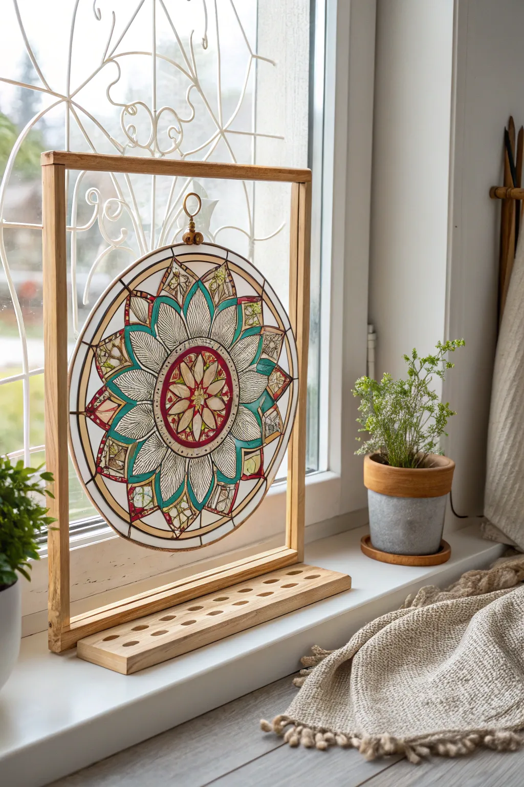 Illuminate your space with the tranquil beauty of mandala stained glass art.