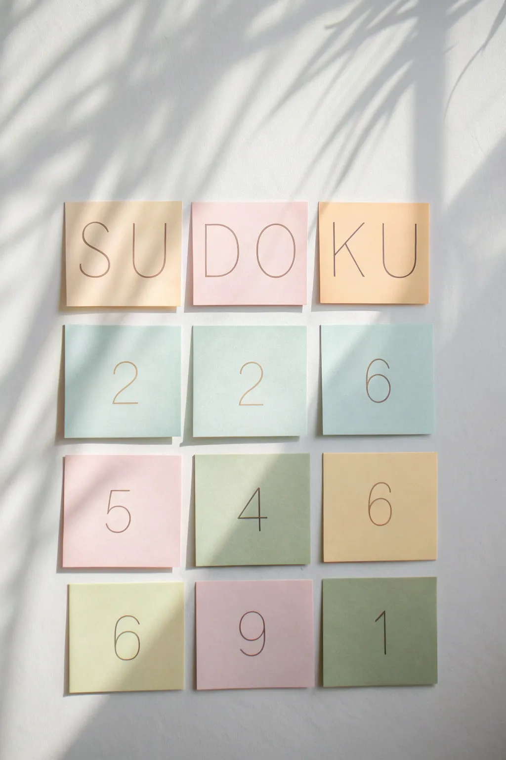 Engage your mind and spirit with this chic Sudoku sticky note art, where simplicity meets playful creativity.