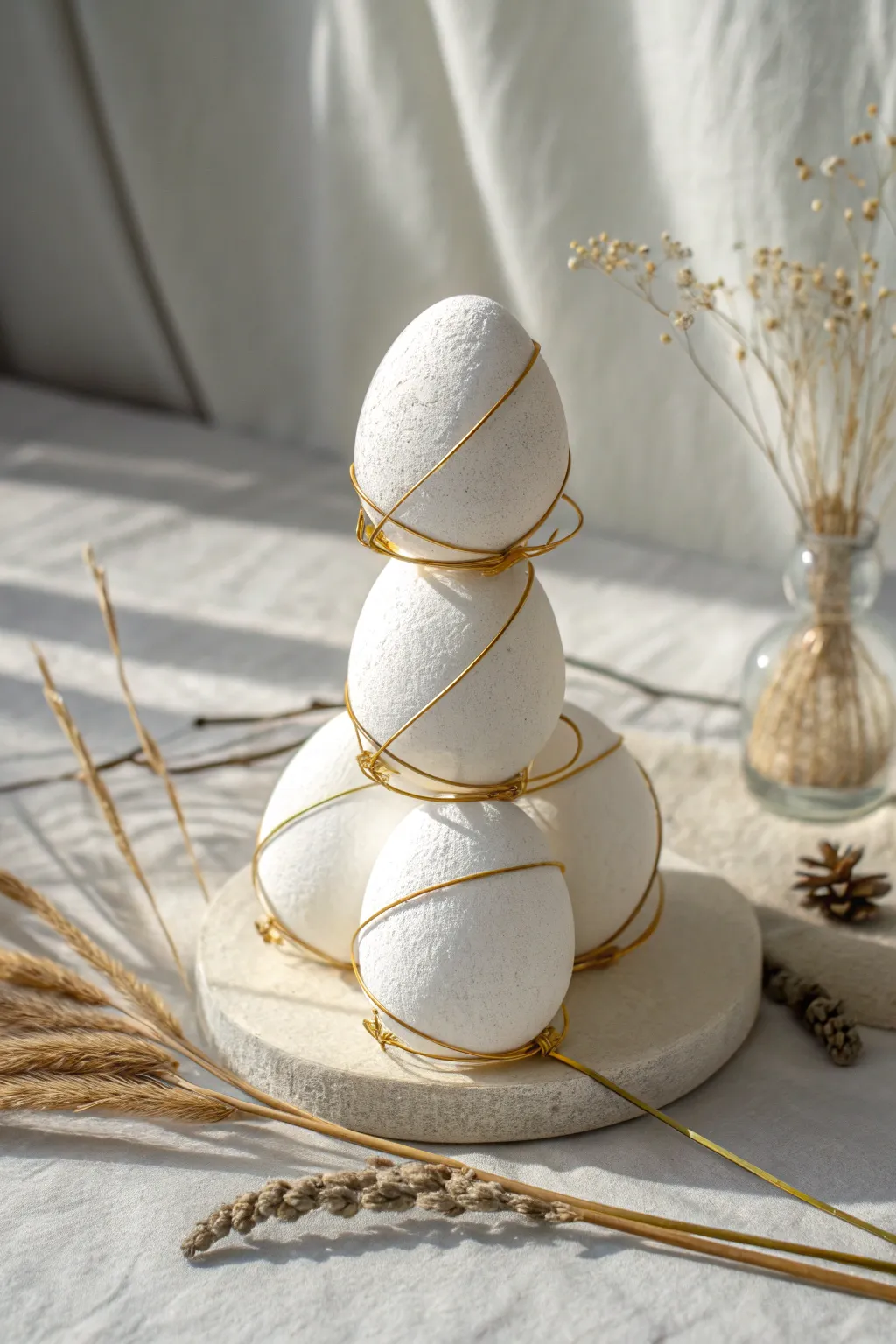 Whimsical Elegance: A Minimalist Take on Styrofoam Egg Art