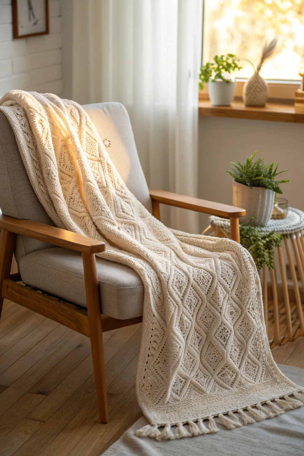 Wrap your mom in warmth and love with a handmade knitted throw, perfect for cozy evenings.