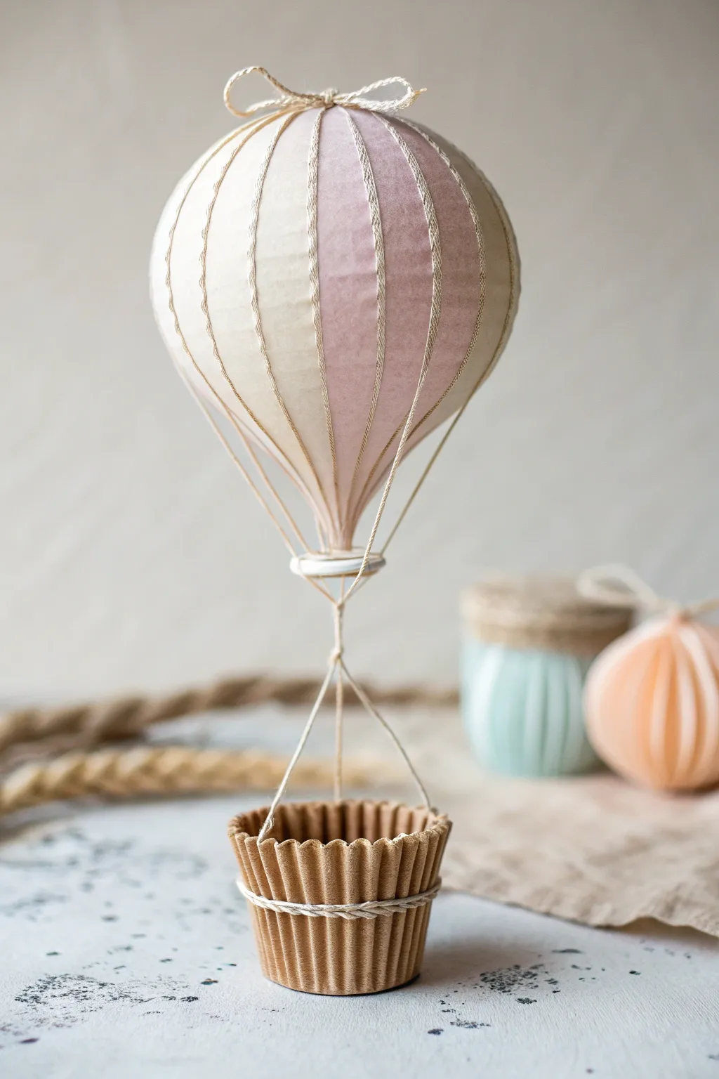 Elevate your toddler's room decor with charming cupcake liner hot air balloons.