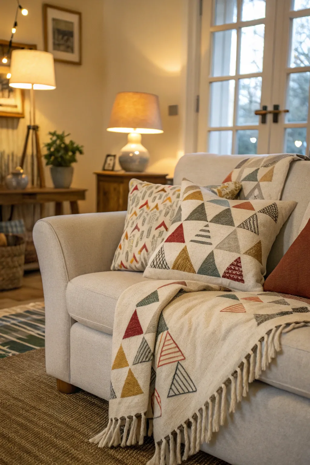 Triangle textiles add texture and interest to your decor.