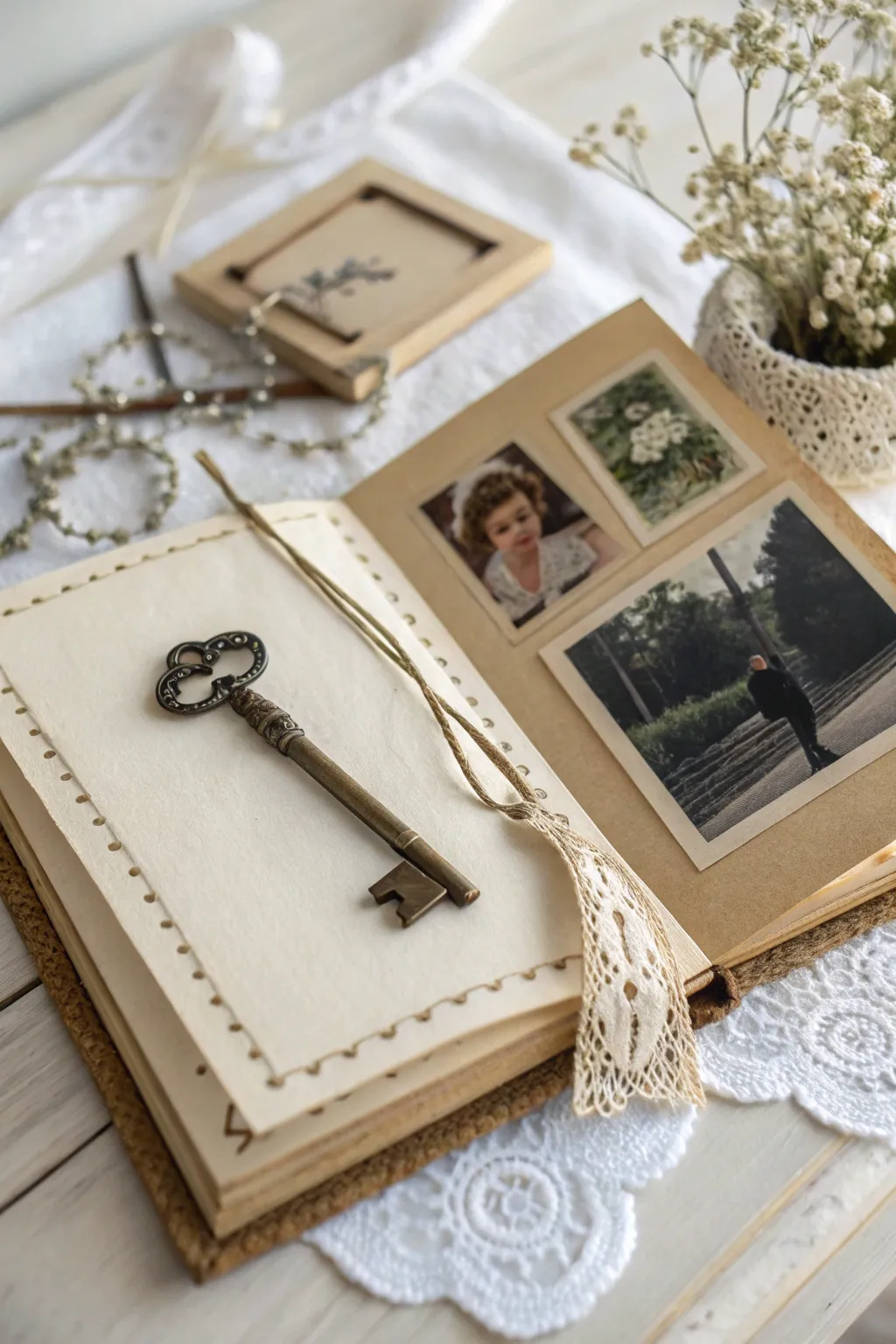 Unlock the charm of timeless memories with vintage-inspired scrapbook treasures.