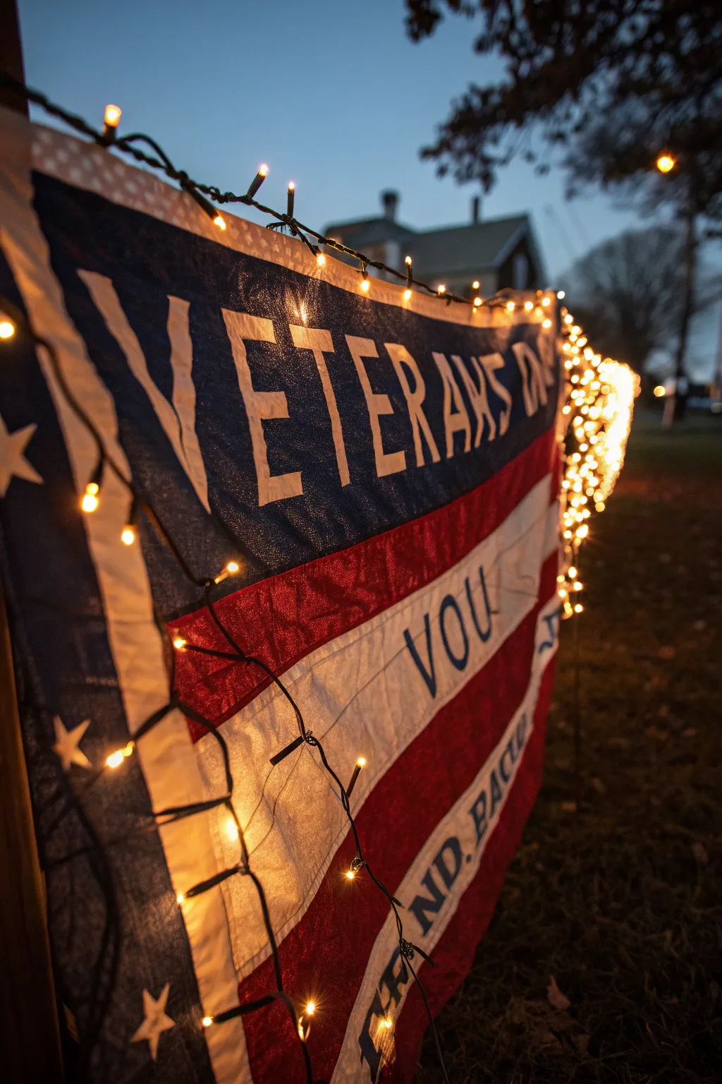 Shine bright this Veterans Day with a handcrafted banner that stands out, day or night.