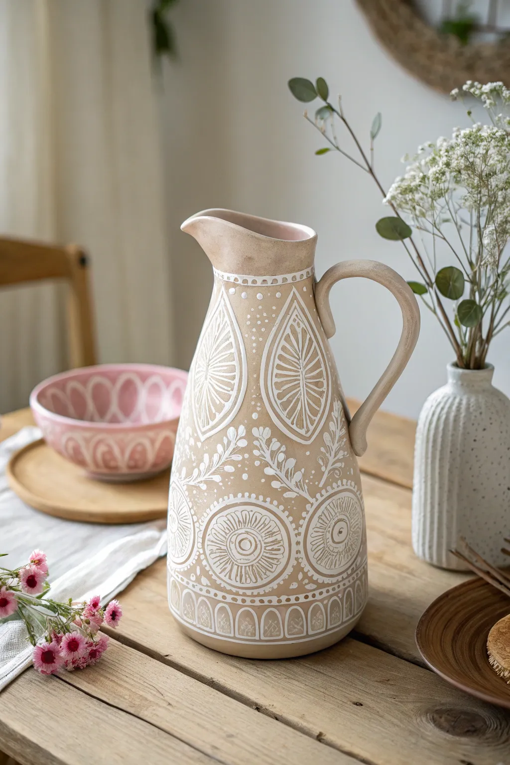 Elevate your decor with a touch of artistry: Stencil surprises for your water jug.