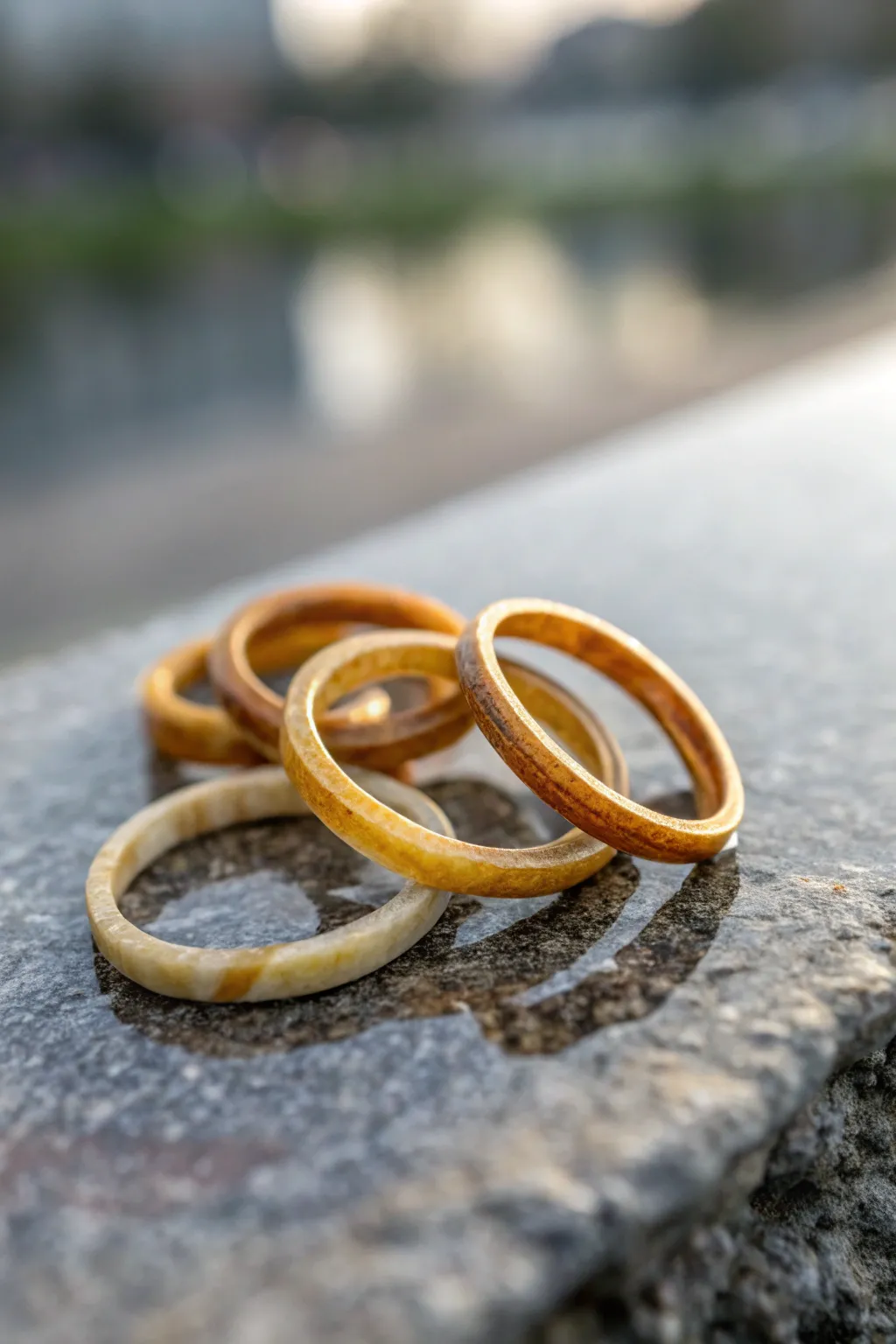Interlocking wax rings symbolize unity and connection.