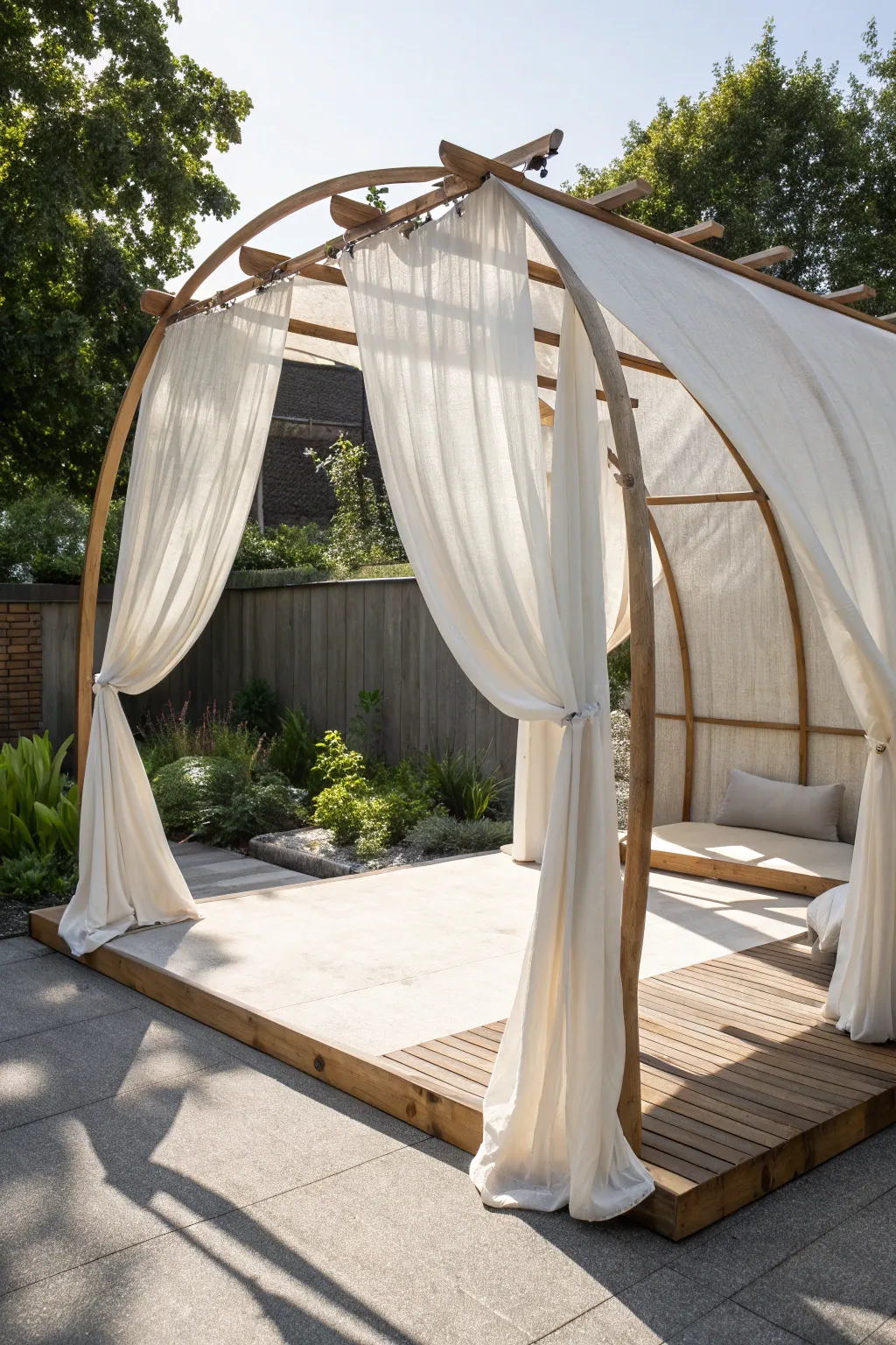 Transform your trampoline into a chic sunshade oasis, blending minimalist elegance with Boho charm.