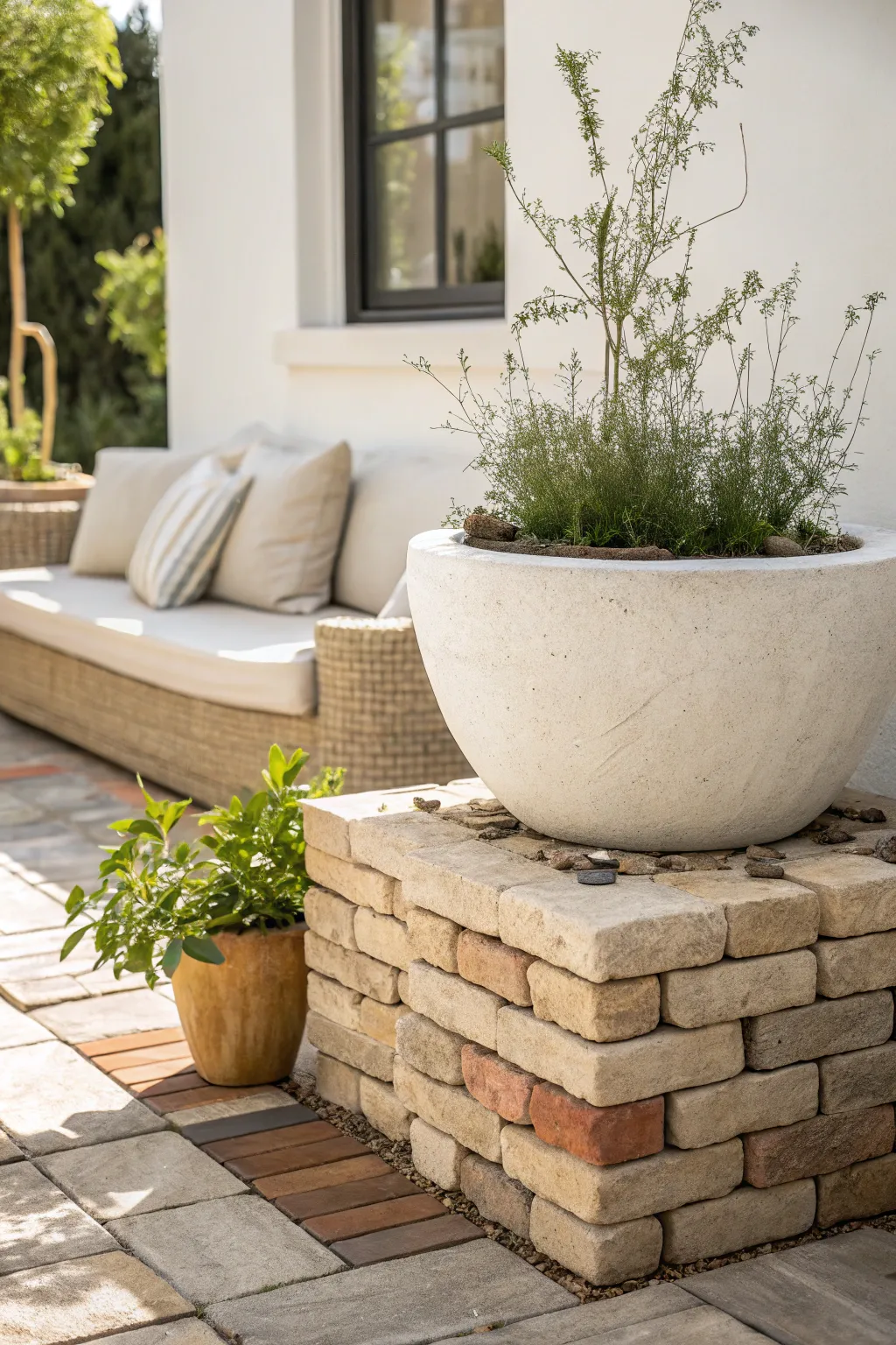 Elevate your planter game with a sturdy and stylish brick base.