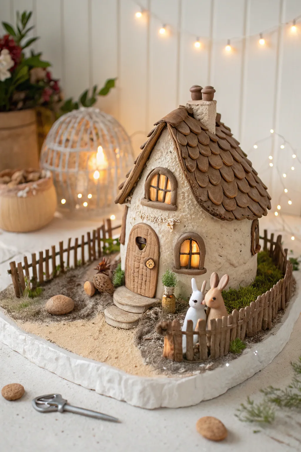 Step into a whimsical world with this enchanting clay fairy farmhouse, where simplicity meets fantasy!