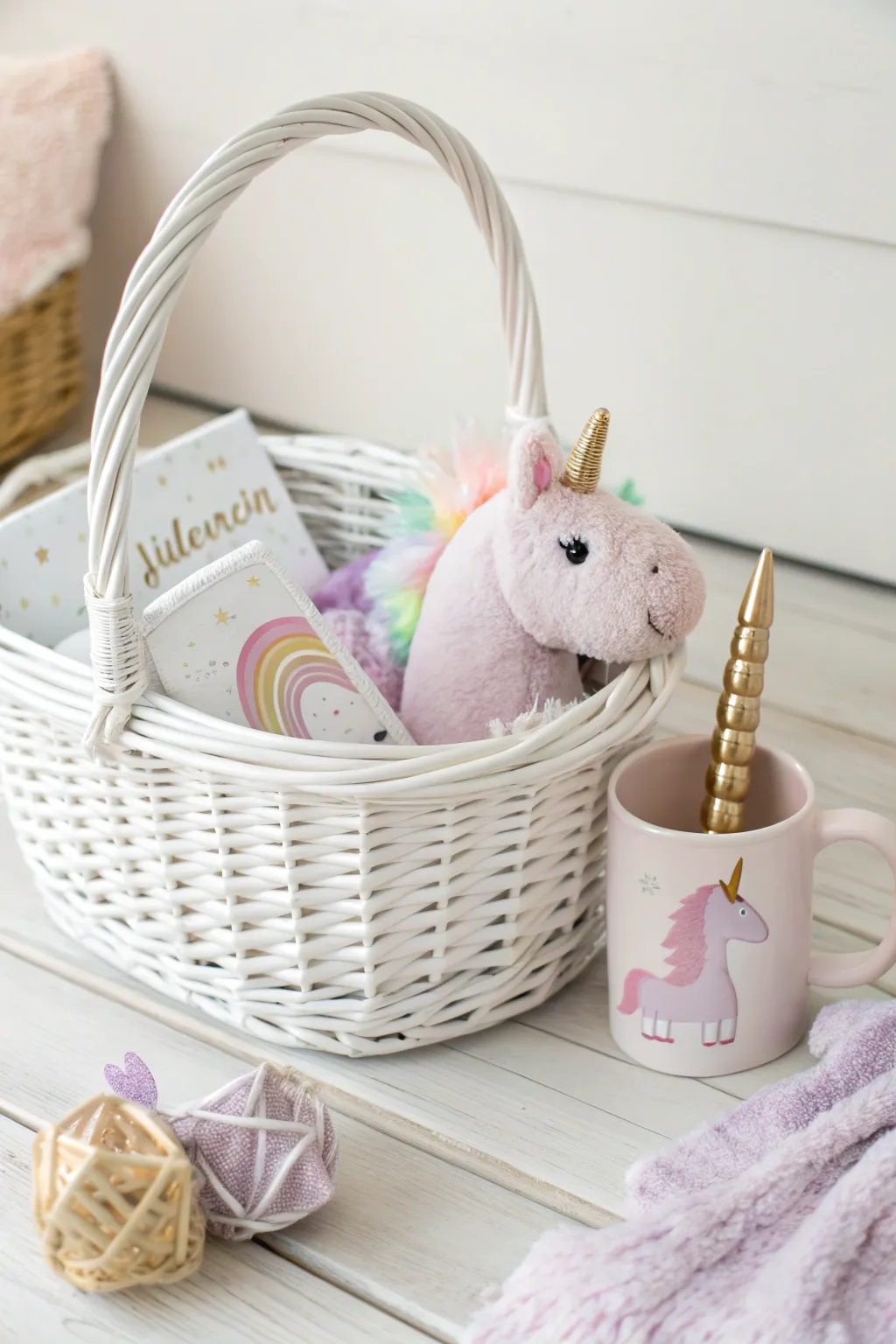 Unicorn Surprise: A touch of whimsy in a minimalist basket.
