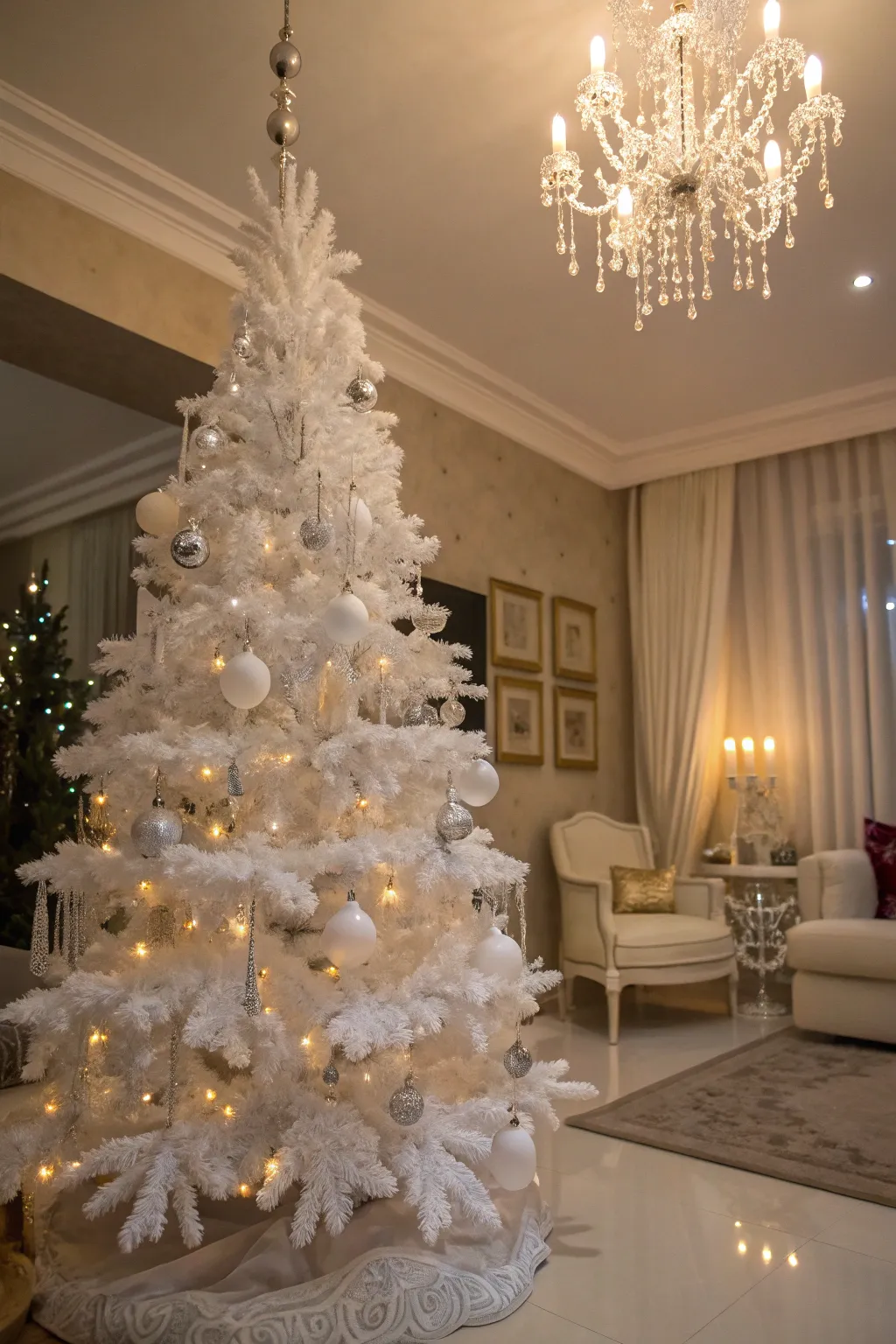White crystal drops create a sparkling and elegant tree topper.