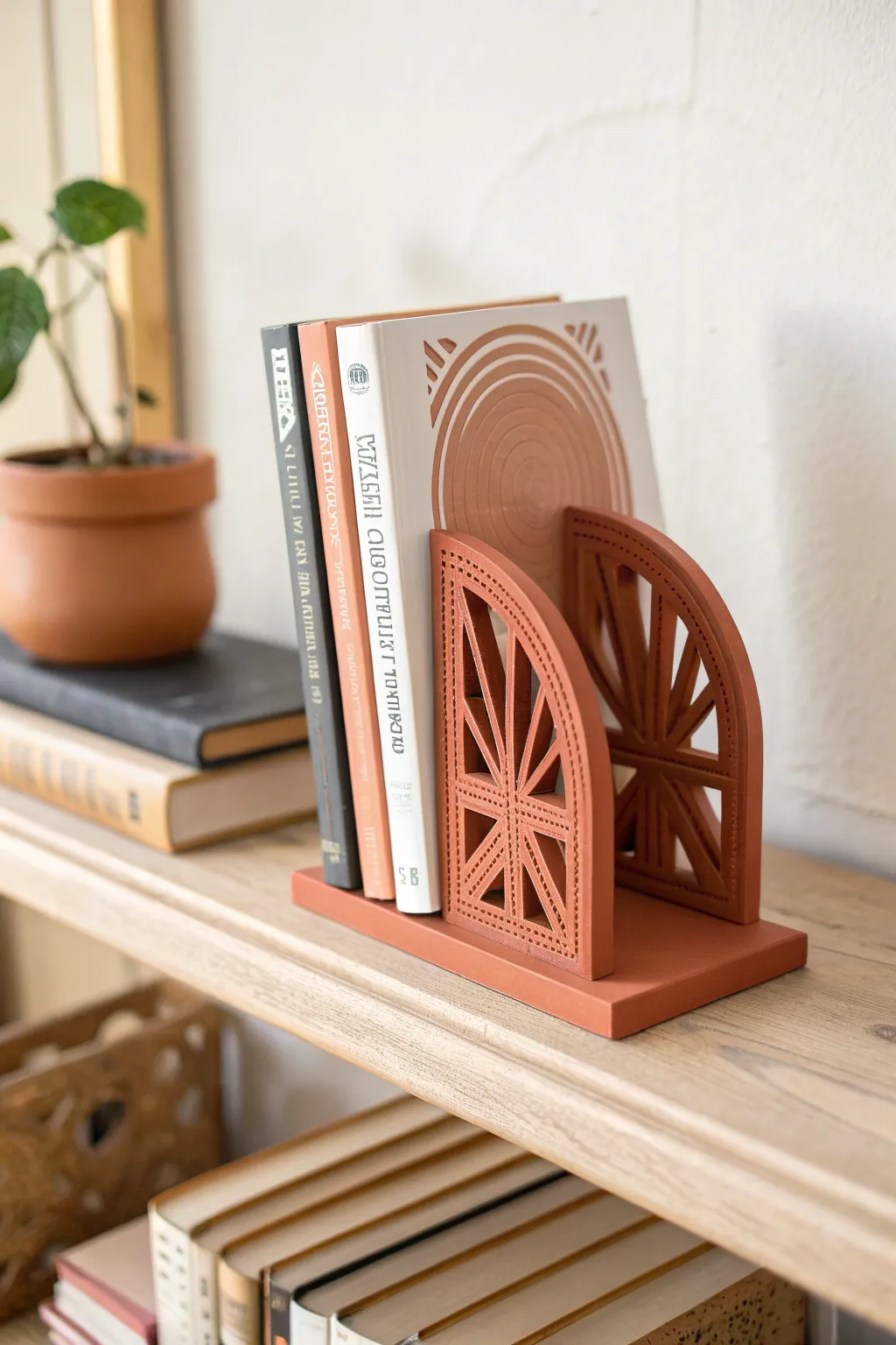 Elevate Mom's bookshelf with these stunning, handcrafted 3D printed bookends - where minimalist design meets bold elegance.