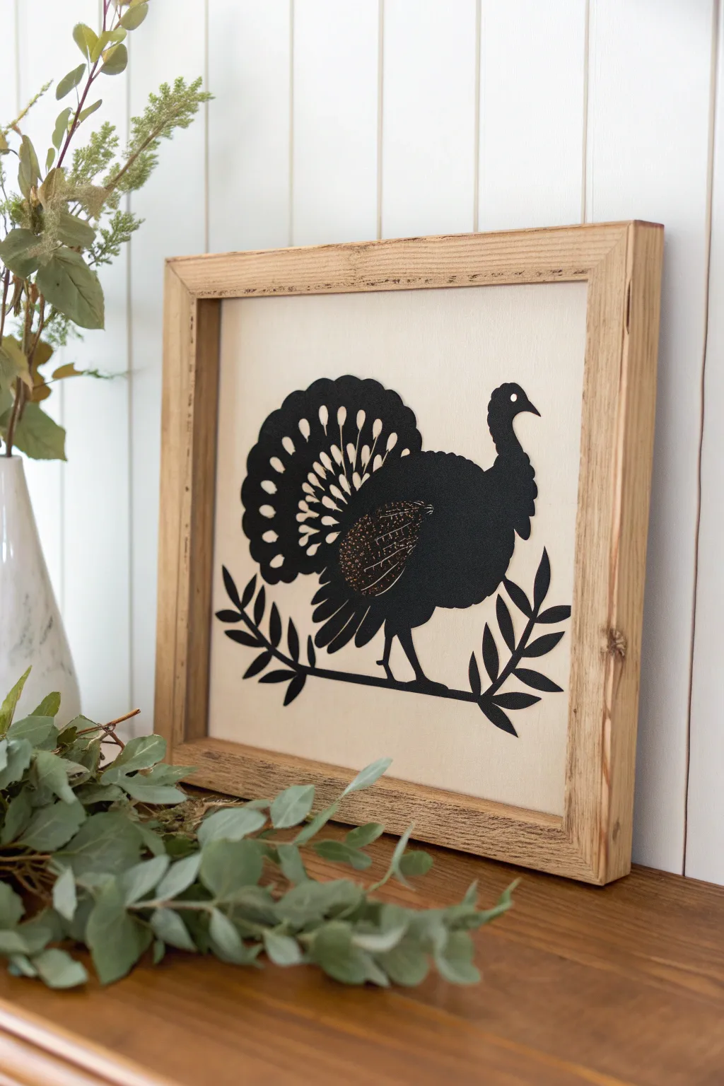 Elevate your Thanksgiving decor with this stunning silhouette art piece—where minimalist design meets timeless elegance.