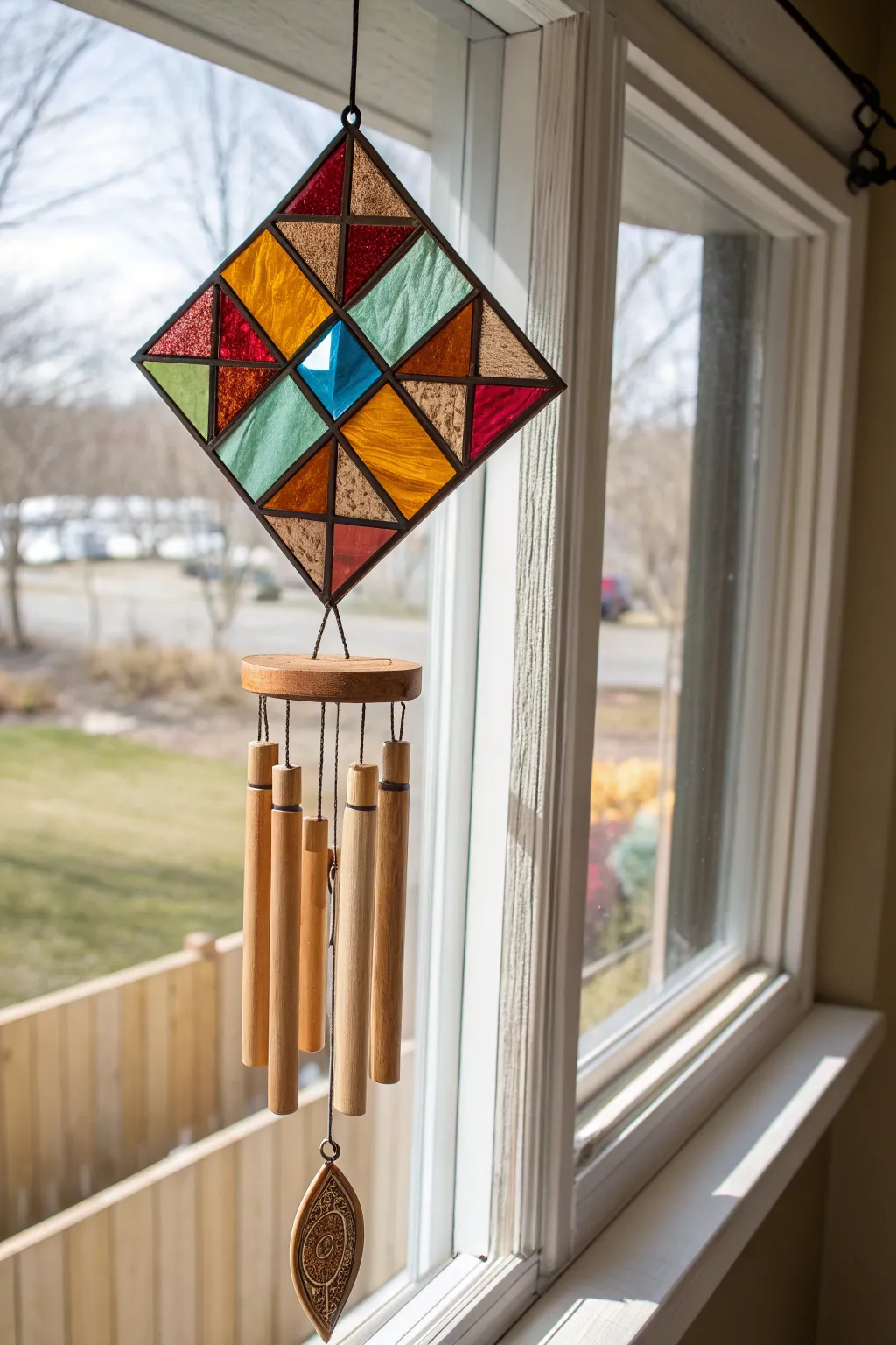 Bring a touch of musical magic to your windows with this stunning suncatcher wind chime.