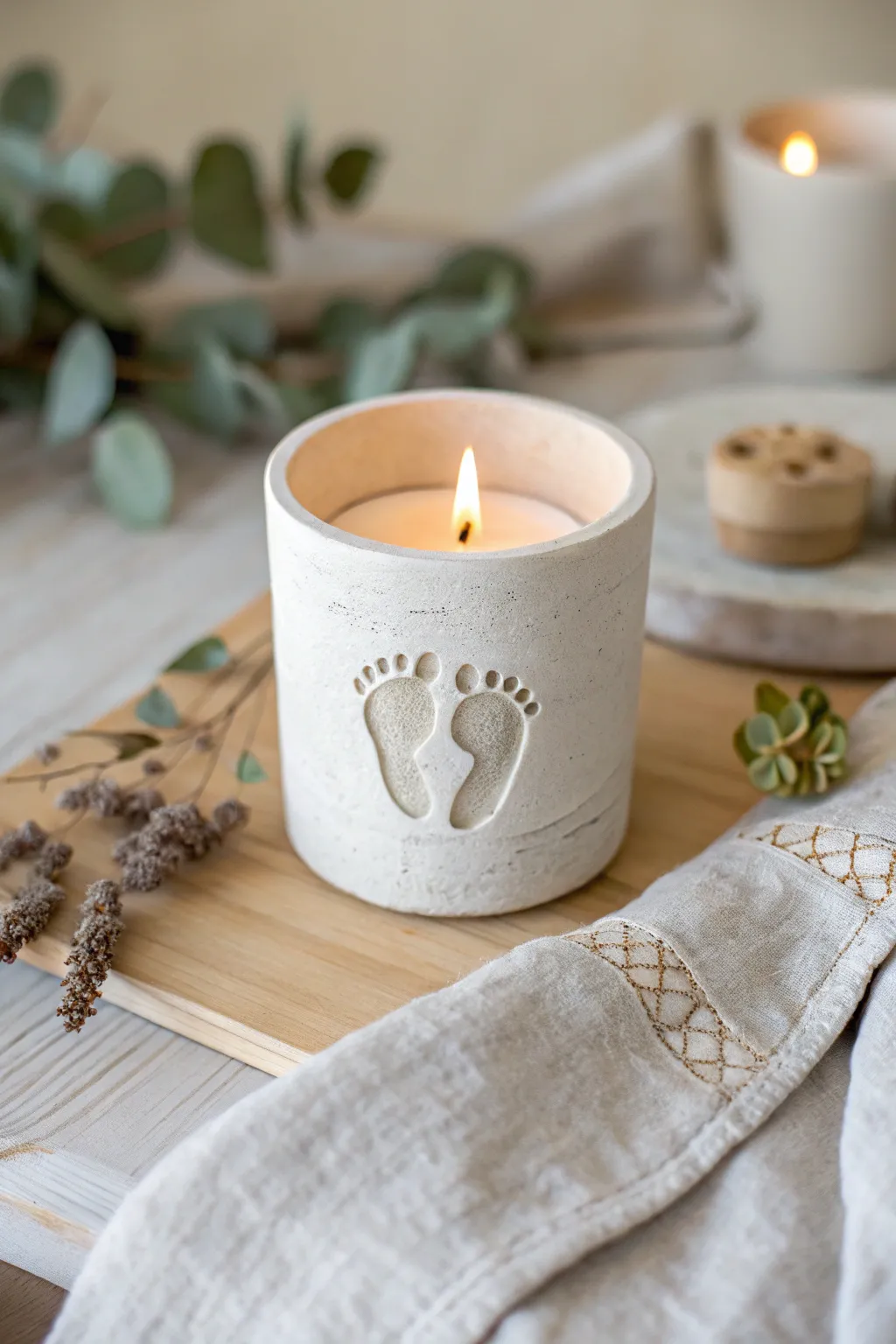 Illuminate your winter nights with a touch of personalized elegance: Baby Footprint Candle Holders.