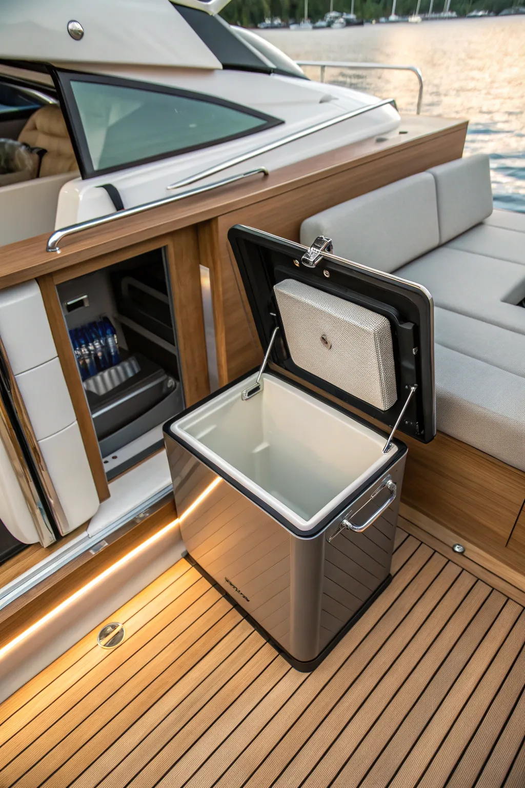 Effortlessly stylish and functional: Transform your boat's storage into a seamless trash solution.