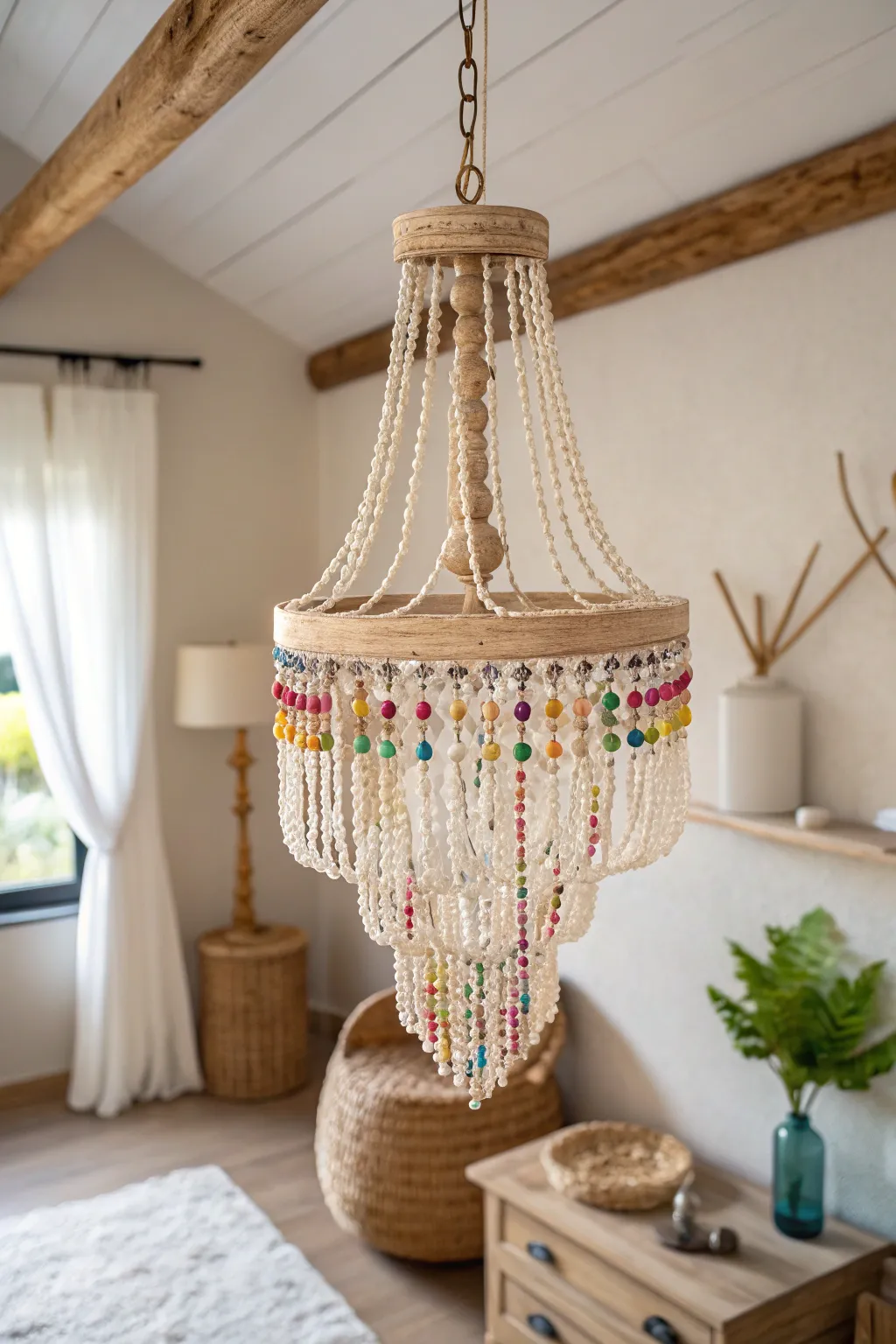 Add a touch of boho elegance to your space with a dazzling gypsy-style beaded chandelier.