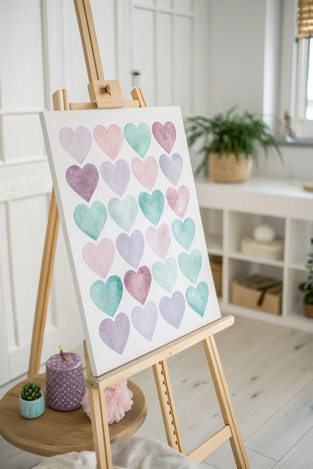 Embrace simplicity and charm with pastel hearts—a perfect touch of love for any space.