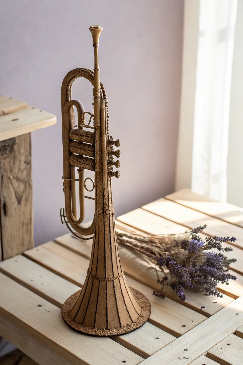 Embrace creativity with a handcrafted cardboard cone trumpet, where simplicity meets style in every note.