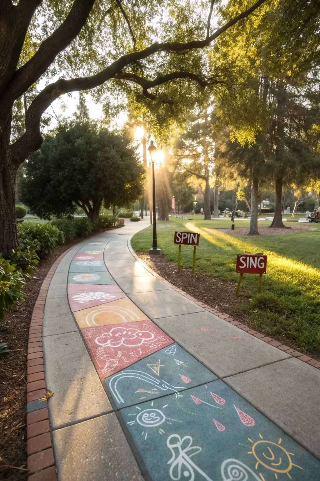 Embark on a whimsical adventure! This chalk path transforms a simple walk into a journey of imagination and play. 🌿✨ #ChalkArt #AdventureAwaits