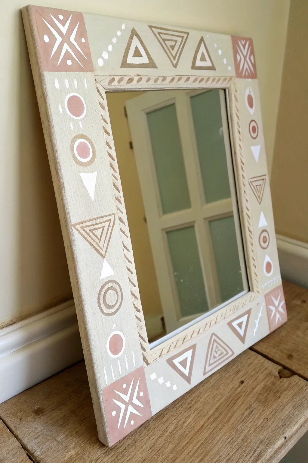 Transform your space with a touch of geometric fun—chalk paint artistry meets minimalist elegance.