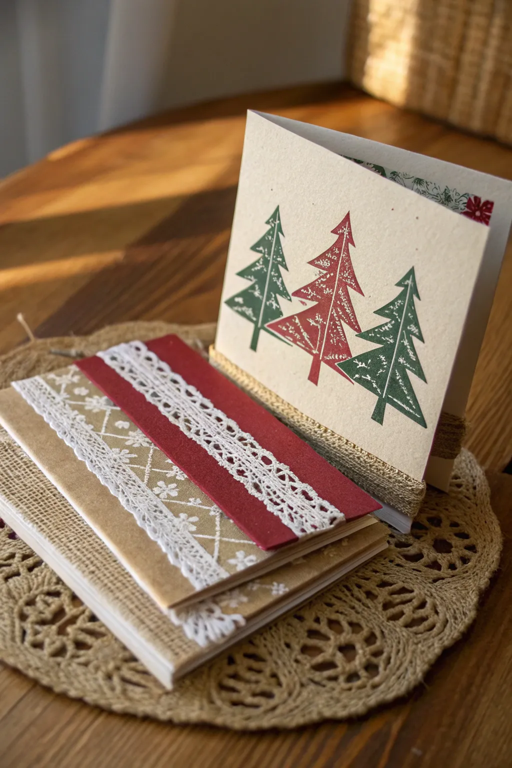Craft a heartfelt holiday message with a multi-layered card that combines texture and elegance.