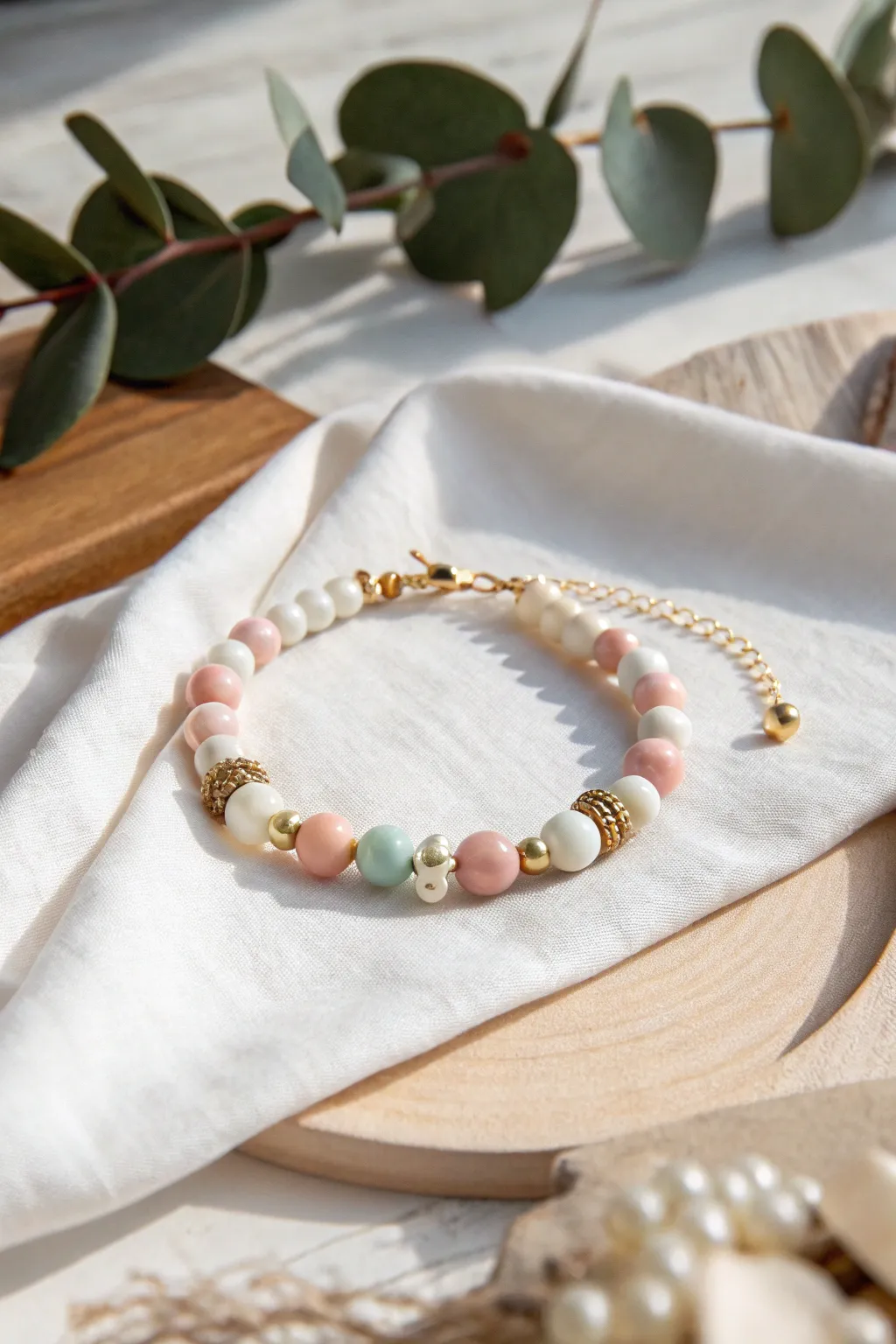 Transform old treasures into new elegance with this upcycled clay bead bracelet.