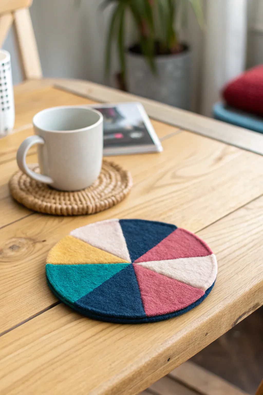 Add a splash of color to your table with these handcrafted color wheel coasters.