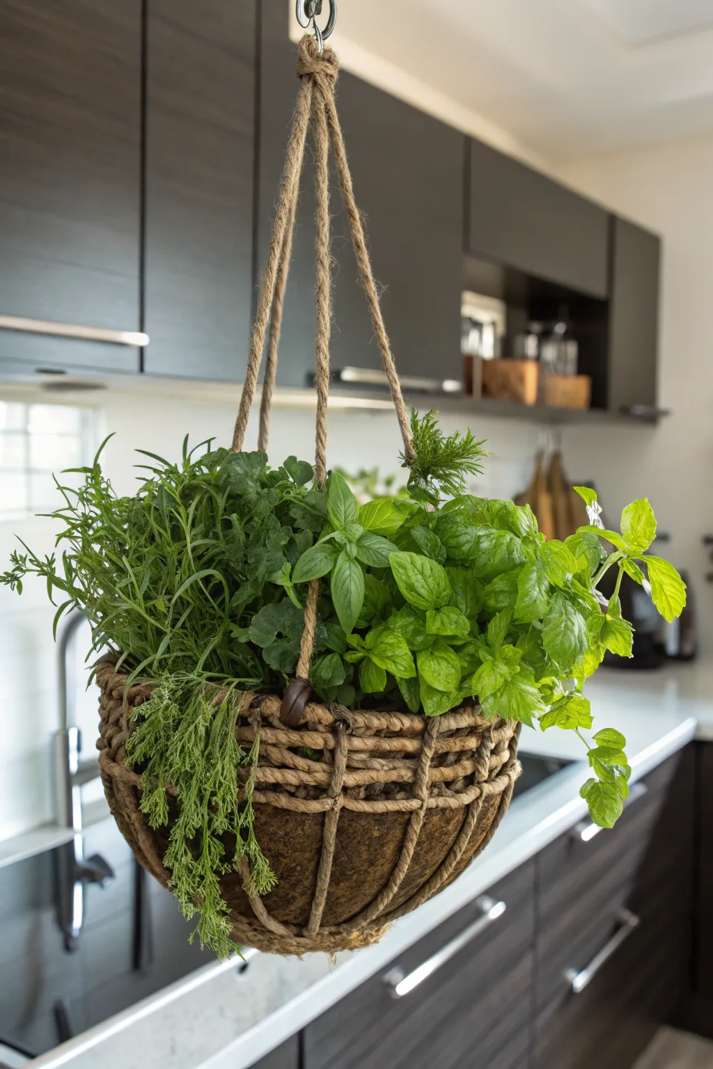 Revolutionize your kitchen space with this dual-purpose hanging herb basket—where fresh meets functional!