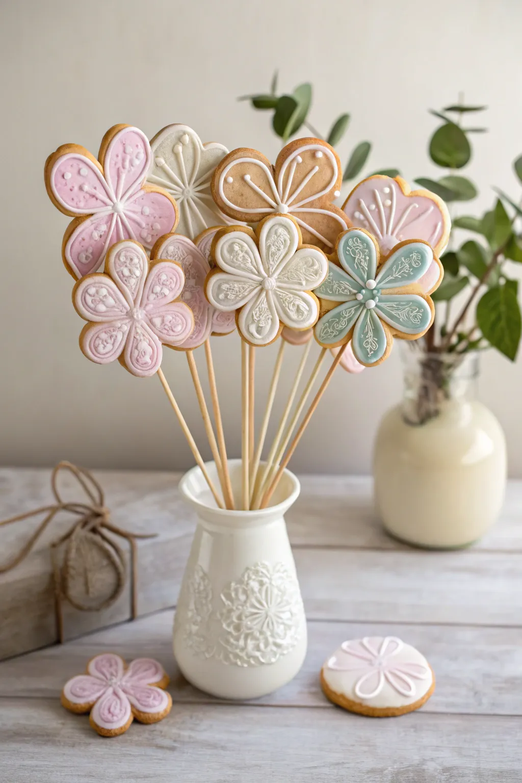 Elevate your cookie presentation with a charming cookie bouquet, blending Scandinavian minimalism with Boho elegance.