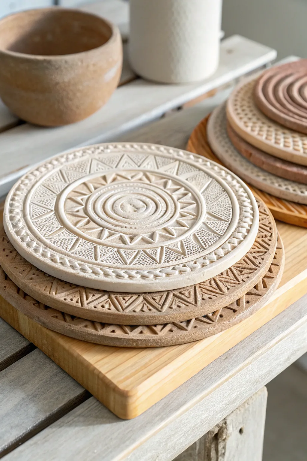 Elevate your table setting with artistic clay trivets that blend Scandinavian simplicity with Boho charm. Perfect for adding a touch of handcrafted elegance to your home.