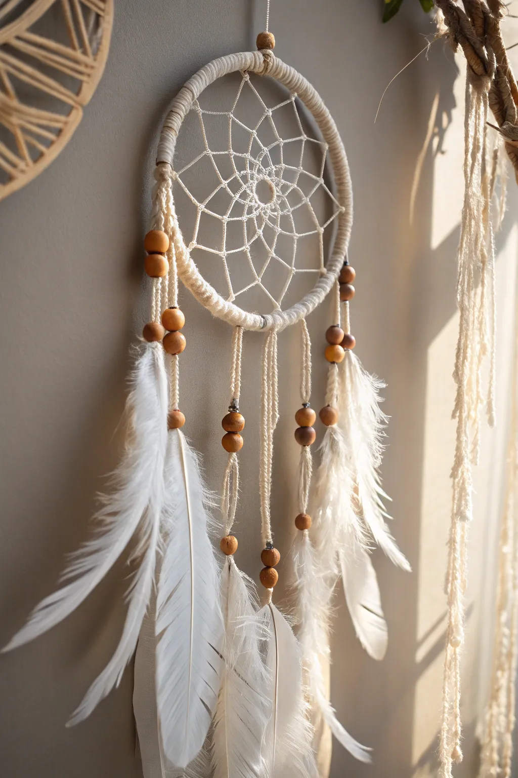 Capture sweet dreams with this elegantly crafted DIY dreamcatcher, blending simplicity and boho charm.