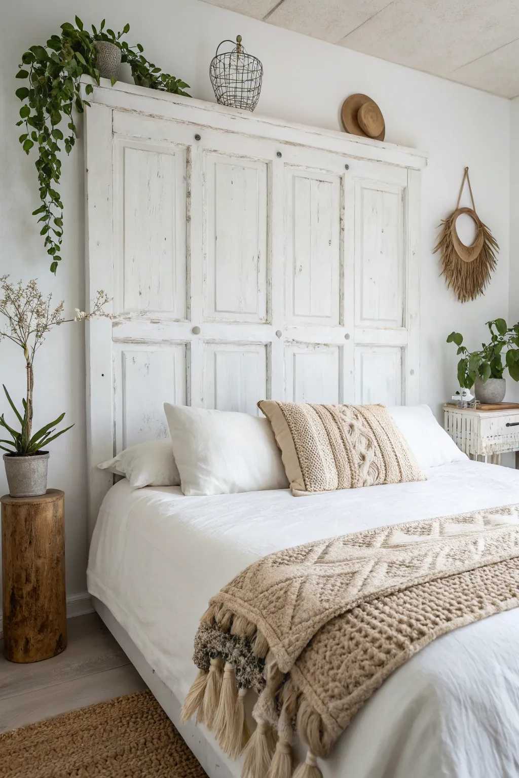 Transform your bedroom with a DIY headboard that blends rustic charm and minimalist elegance.