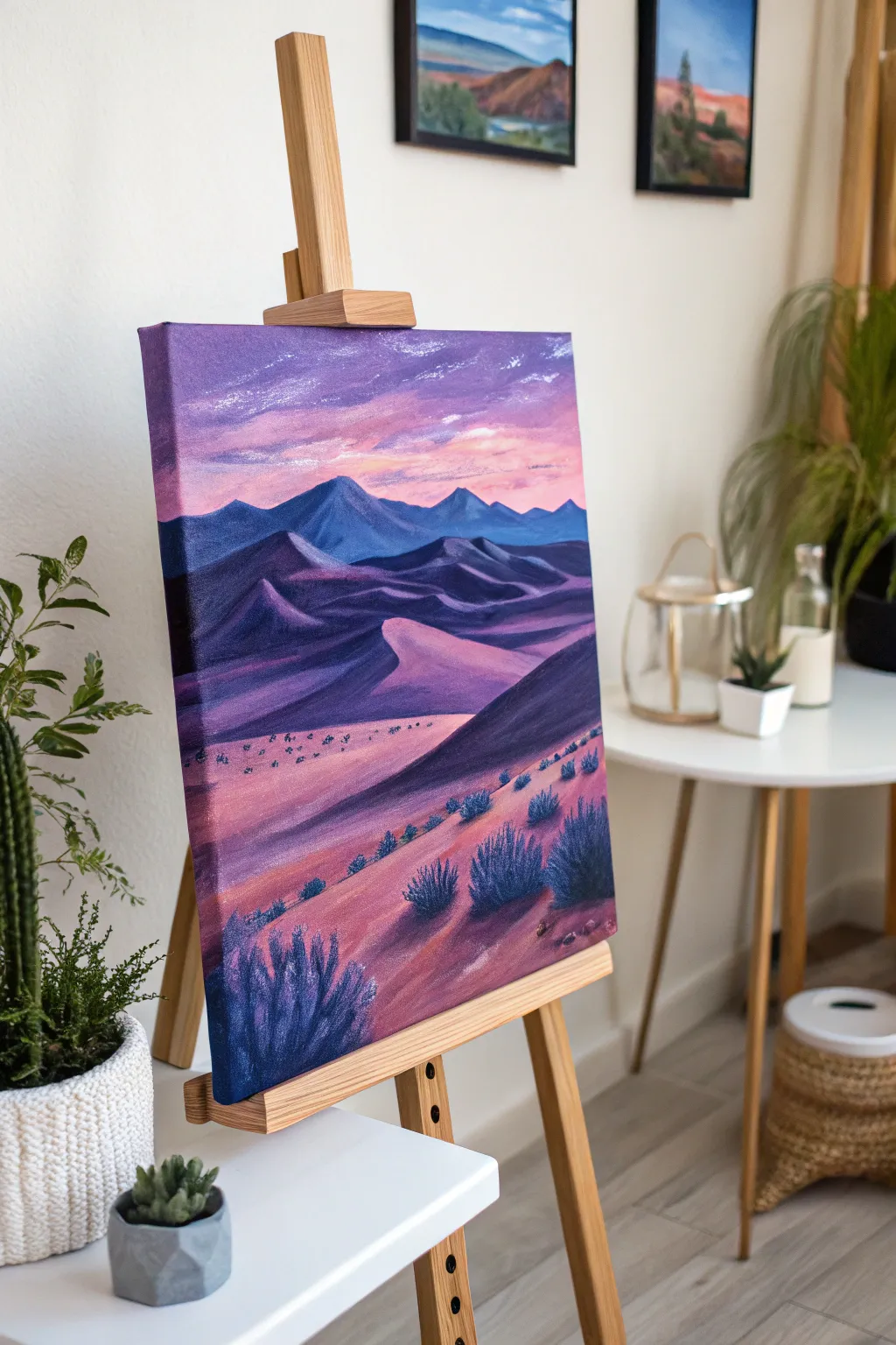 Discover the beauty of unexpected desert colors with this stunning minimalist artwork.