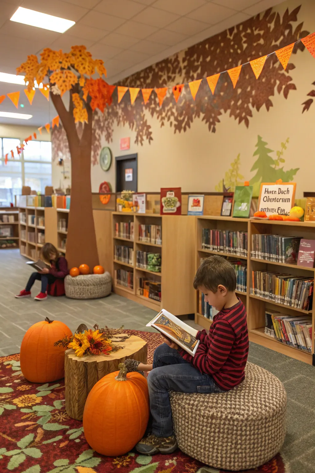 Seasonal decor keeps the library lively and ever-changing.