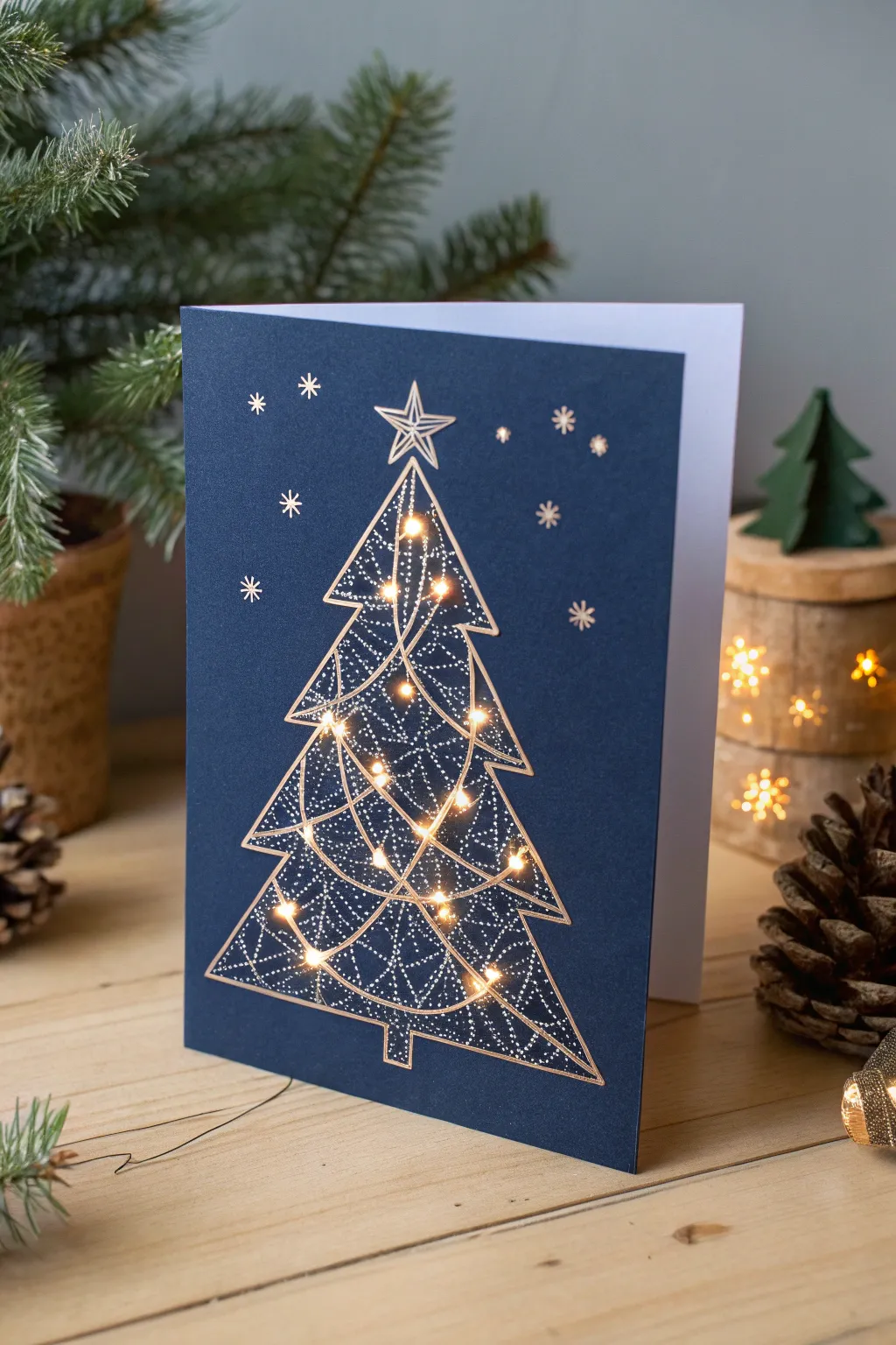 Illuminate your holiday greetings with the enchanting glow of twinkling lights.