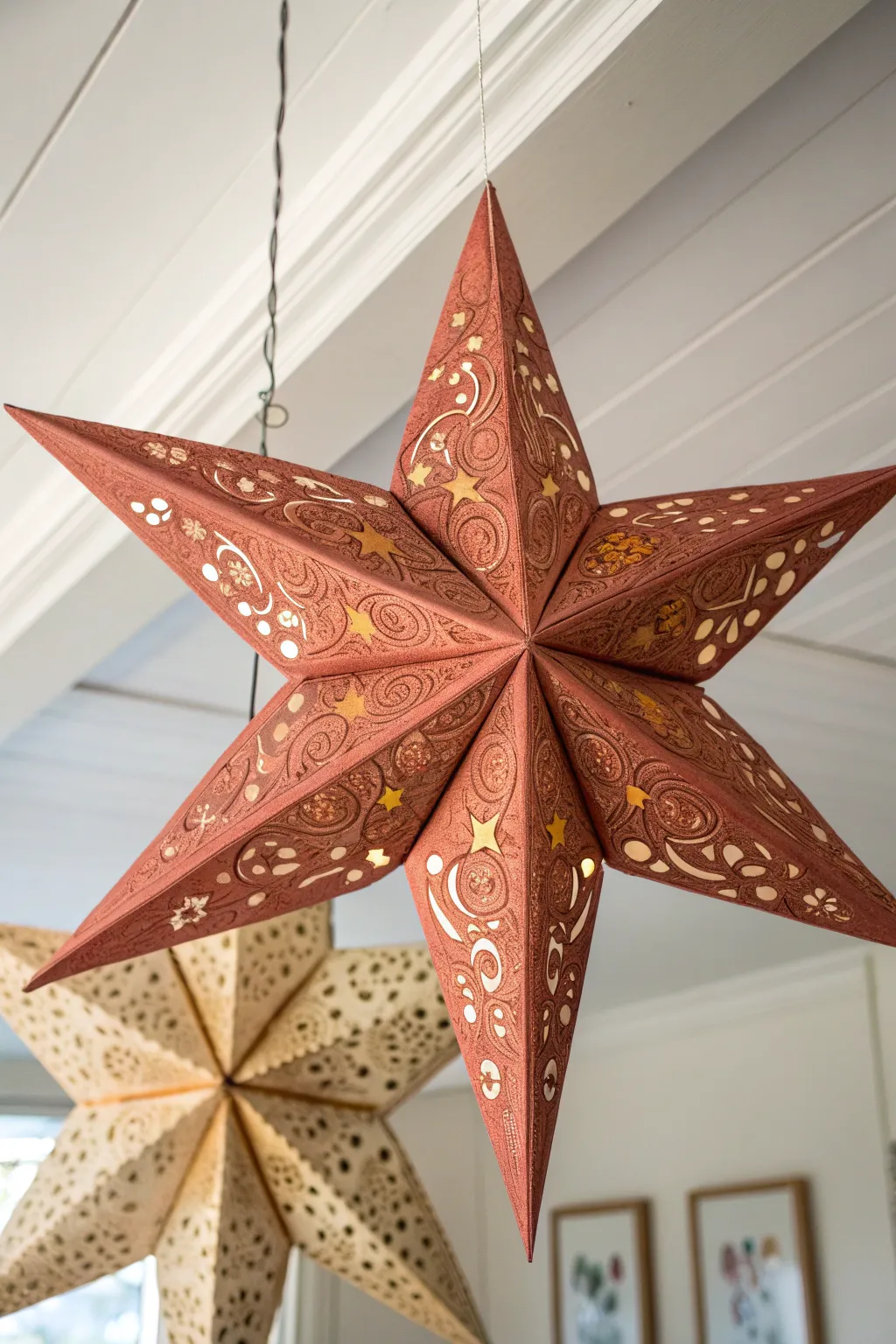 Elevate your Diwali decor with handcrafted hanging paper stars - where minimalist elegance meets boho charm.